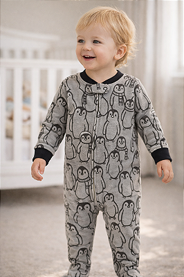 Pijama/Macacão de inverno Carter's (Plush/ Fleece) - Pinguim