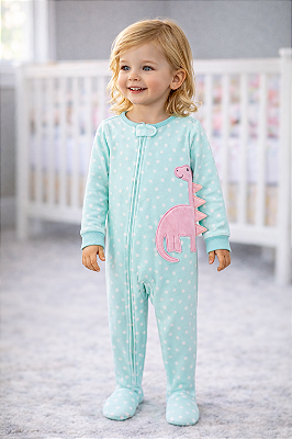 Pijama/Macacão de inverno Carter's (Plush/ Fleece) - Dinossauro
