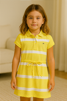 Vestido Infantil Tommy Hilfiger Piquê – Polo, Confortável e Estiloso - Listrado