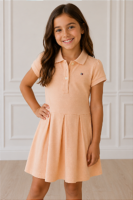 Vestido Tommy Hilfiger, gola polo - Laranja