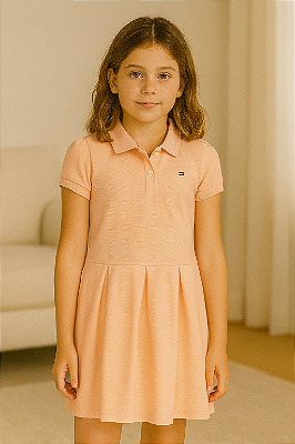 Vestido Tommy Hilfiger, gola polo - Laranja