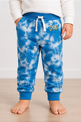 Calça de Moletom Infantil GAP Flanelada com Cós Ajustável e Punho Canelado - Tie Dye