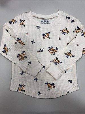 Camiseta OshKosh, manga longa, em algodão térmico - Floral