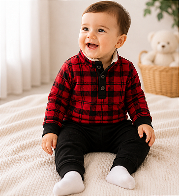 Conjunto de Inverno Carter’s Flanelado – Xadrez Vermelho e Preto