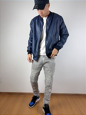 Jaqueta Bomber Casual Courino
