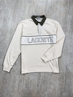 Polo Lacoste Manga Longa Letreiro “Relaxed Fit”