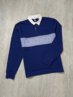 Polo Lacoste Manga Longa Letreiro azul