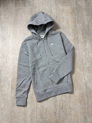 Moletom Nike Club Cinza Zíper Ferro