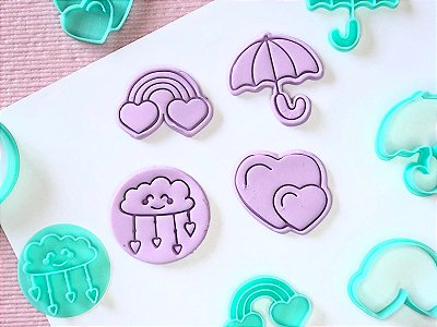 Kit Cortador de Biscoito Chuva de Amor