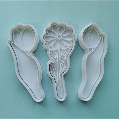 Kit de Cortadores de Flores com cabo e sem carimbo