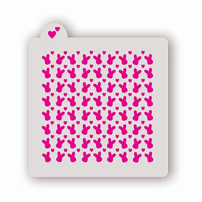 Estêncil Fundo Cabeça de coelhinhos com corações