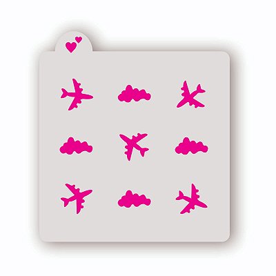 Estêncil aviões e nuvens