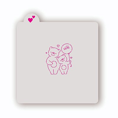 Estêncil Mamãe Urso com filhote