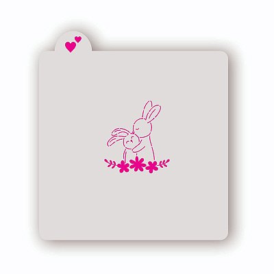 Estêncil Mãe Coelho com filhote