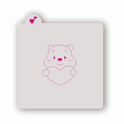 Estêncil Ursinho Pooh com coração