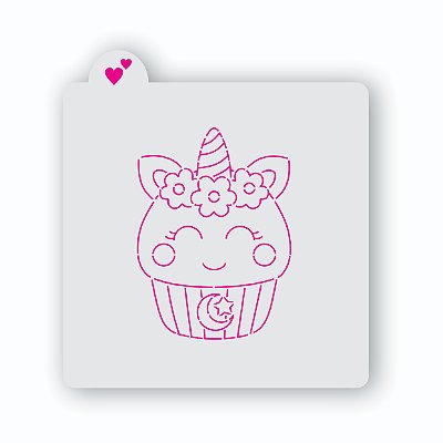 Estêncil Cupcake de unicórnio