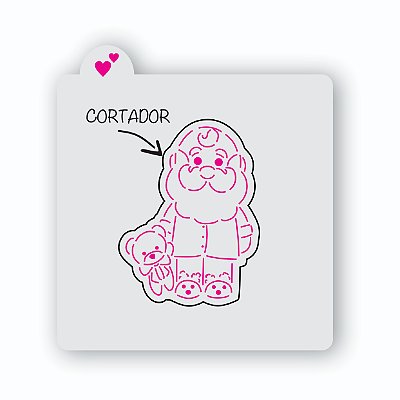 Cortador de Biscoito Papai Noel de pijama com ursinho
