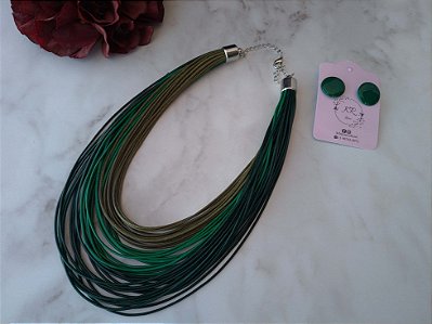 Conjunto Fio Encerado Voltas - Colar e Brinco