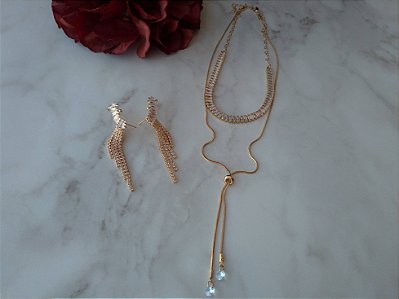 Conjunto Riviera - Colar Gravatinha e Brinco Earcuff