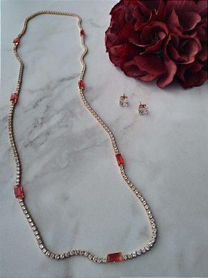 Conjunto Riviera Dourado - Colar e Brinco