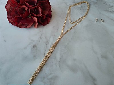 Conjunto Strass e Brinco Ponto de Luz