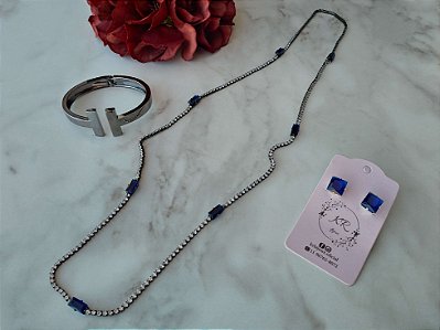 Conjunto Grafite Sofia - Colar - Brinco e Pulseira