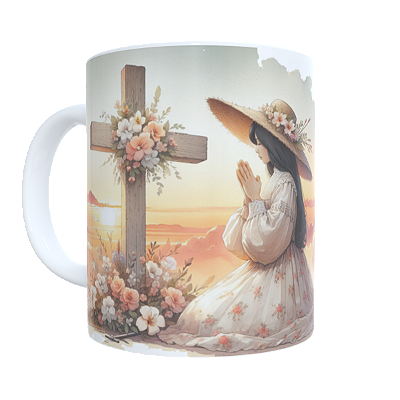 Caneca Personalizada Cristã – Aos Pés da Cruz | Modelo 01