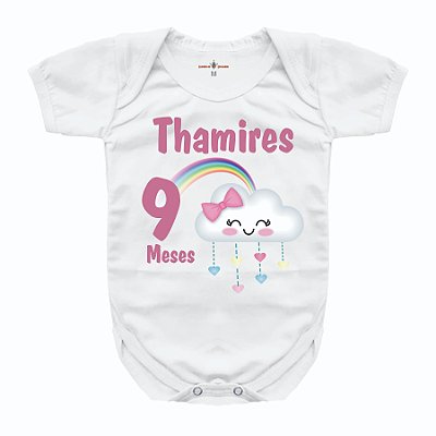 Body Bebê Personalizado Chuva De Amor Mês Aniversário Menina