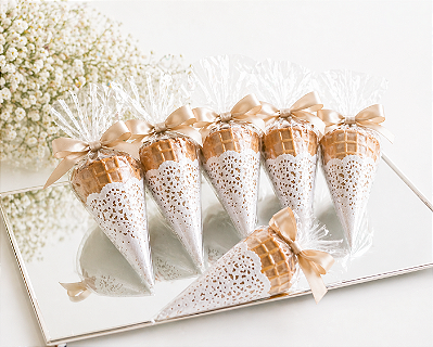 Cone Trufado com Papel Bordado | Lembrancinha Premium
