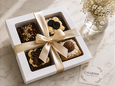 Caixa Presente com 4 Brownies Artesanais Premium