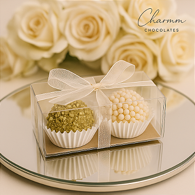Lembrancinha de Casamento – Caixinha com 2 Brigadeiros Gourmet Personalizados