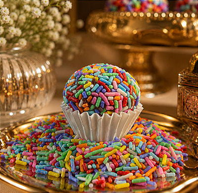 Encanto Colorido | Brigadeiro Gourmet com Confeitos Coloridos para Eventos
