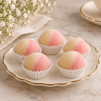 Rosé Vanille | Brigadeiro Bicolor de Morango com Ninho