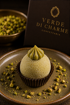Verde di Charme | Brigadeiro de Pistache com Finalização de Pitanga