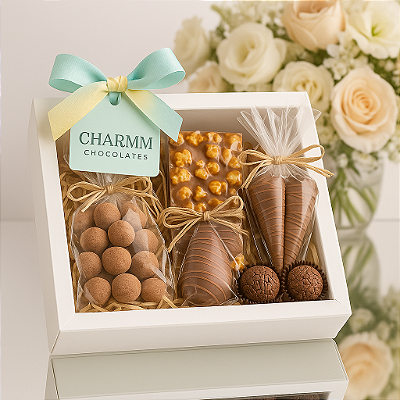 Caixa Presente Charmm | Pipoca Gourmet, Chocolate e Doces Artesanais