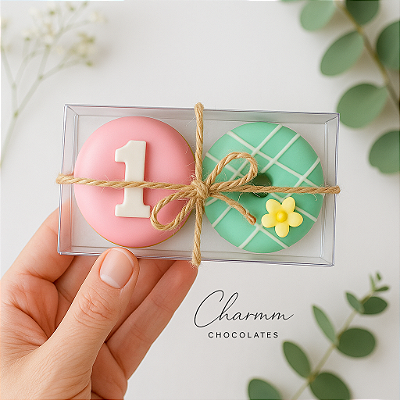 Caixinha com 2 Mini Cake Donuts Personalizados | Festa Infantil Charmm