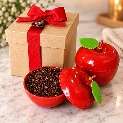 Maçã Acrílica com Brownie e Brigadeiro Belga | Presente Especial