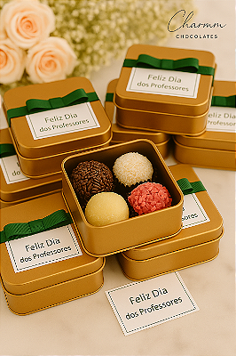 Latinha Dourada com 4 Brigadeiros Gourmet | Presente Dia dos Professores