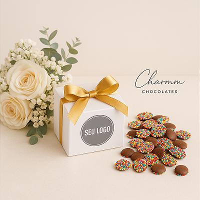 Caixinha com 100g de Dragees de Chocolate
