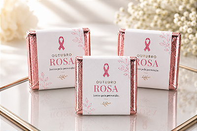 Barrinha de Chocolate Personalizada 12g | Outubro Rosa