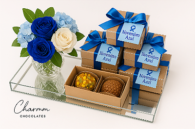 Caixinha com 2 Doces Gourmet Novembro Azul | Brinde Corporativo Charmm