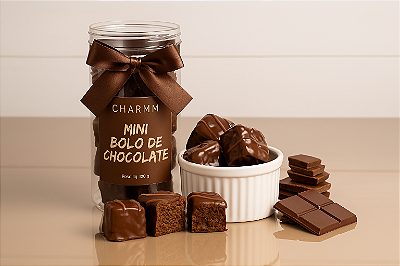 Mini Bolo de Chocolate Charmm | Cubinhos Gourmet com Cobertura Cremosa