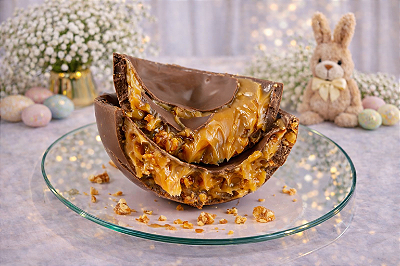 Ovo de Páscoa Casca Recheada Doce de Leite com Nozes ou Coco Queimado