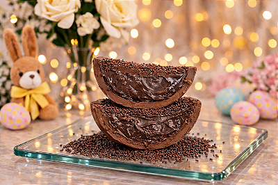 Ovo de Páscoa Casca Recheada Ganache Meio Amargo