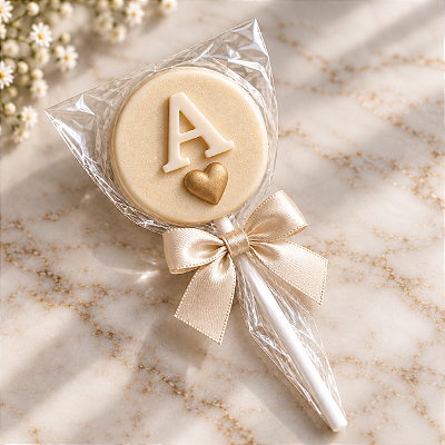 Charmm Chocolates – Inicial Encanto | Pirulito de Chocolate Personalizado para Maternidade