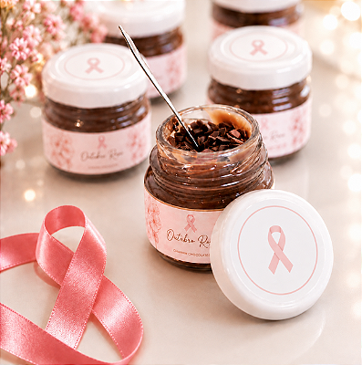 Brigadeiro no Potinho de Vidro Outubro Rosa Personalizado (20 unid)