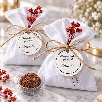 Petit Merci – Lembrança com Brigadeiro Gourmet Personalizado (20 unid)