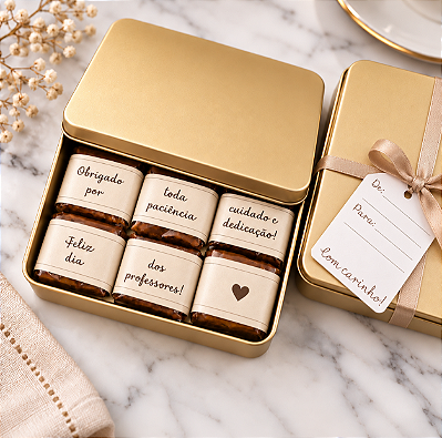 Lata Gratitude – 6 Mini Brownies Artesanais