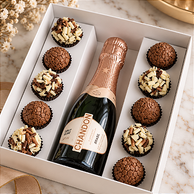 Caixa Celebrare Baby Chandon com 10 Brigadeiros Finos