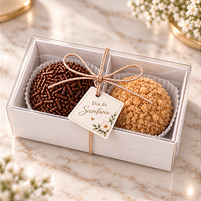 Duo de Gratidão | Caixinha com 2 Brigadeiros – Dia da Secretária (30 unid)